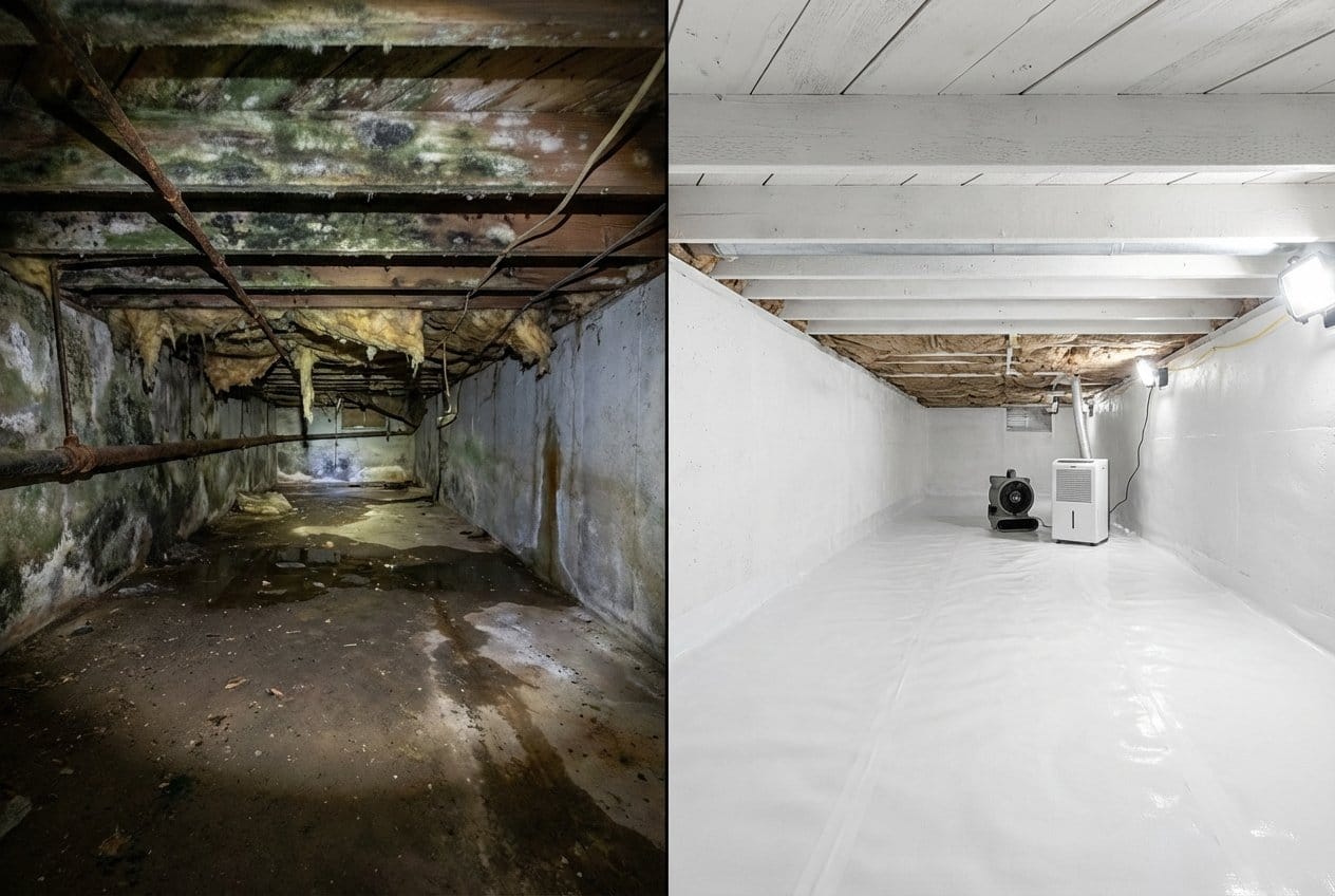 Post-Remediation Cleaning & Clearance restoration โ crawl space of bungalow in Bergenfield, NJ